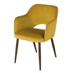 Fauteuil  diner professionnel en velours ocre