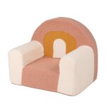 Fauteuil enfant  bouclettes crues, roses et jaune moutarde