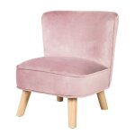 Fauteuil enfant scandinave en velours rose avec pieds bois Fauteuil enfant scandinave en velours rose avec pieds bois