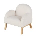 Fauteuil enfant en tissu bouclettes recycl crme
