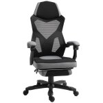 Fauteuil gaming rglable repose - pied tissu maille gris noir