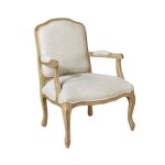 Fauteuil en hévéa et lin premium beige Fauteuil en hévéa et lin premium beige