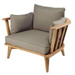 Fauteuil de jardin en acacia massif et coussins taupe Fauteuil de jardin en acacia massif et coussins taupe