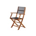 Fauteuil de jardin en acacia massif et textilène noir Fauteuil de jardin en acacia massif et textilène noir