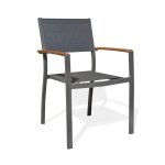 Fauteuil de jardin alu et acacia - gris anthracite Fauteuil de jardin alu et acacia - gris anthracite