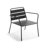 Fauteuil de jardin bas en métal gris anthracite Fauteuil de jardin bas en métal gris anthracite