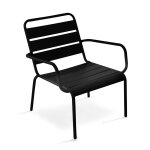 Fauteuil de jardin bas relax acier noir