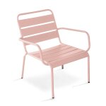 Fauteuil de jardin bas relax acier rose poudr�