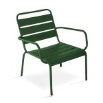 Fauteuil de jardin bas relax acier vert fort