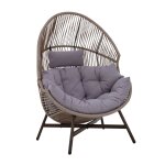 Fauteuil de jardin oeuf sur pied en rotin synthtique 142 cm beige