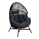 Fauteuil de jardin oeuf sur pied en rotin synthétique 142 cm noir Fauteuil de jardin oeuf sur pied en rotin synthétique 142 cm noir