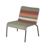 Fauteuil de jardin en résine recyclée tressée multicolore et acier noir Fauteuil de jardin en résine recyclée tressée multicolore et acier noir