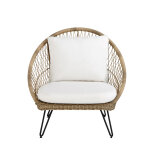 Fauteuil de jardin en résine tressée et coussins en toile recyclée Fauteuil de jardin en résine tressée et coussins en toile recyclée