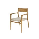 Fauteuil de jardin en teck massif et cordage beige Fauteuil de jardin en teck massif et cordage beige