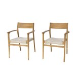 Fauteuil de jardin en teck massif et cordage beige (lot de 2) Fauteuil de jardin en teck massif et cordage beige (lot de 2)
