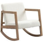 Fauteuil lounge  bascule bois hva effet peau de mouton polyester