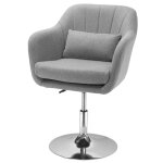 Fauteuil lounge design hauteur rglable pivotant mtal chrom lin gris