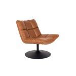 Fauteuil lounge pivotant en simili cuir marron