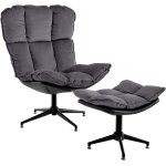 Fauteuil lounge avec repose - pieds en velours anthracite