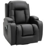 Fauteuil de massage chauffant inclinable repose - pied synth�tique noir