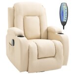 Fauteuil de massage chauffant en similicuir crème Fauteuil de massage chauffant en similicuir crème
