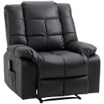 Fauteuil de massage inclinable repose - pied réglable synthétique noir Fauteuil de massage inclinable repose - pied réglable synthétique noir