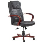 Fauteuil massant avec fonction chauffante cuir noir Fauteuil massant avec fonction chauffante cuir noir