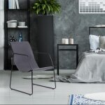 Fauteuil mtal noir et simili gris