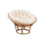 Fauteuil papasan en rotin avec coussin cru