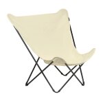 Fauteuil papillon grande largeur en acier beige l83xl91xh87