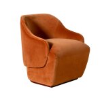 Fauteuil en pin et velours caramel