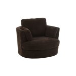 Fauteuil pivotant à 360° en velours texturé marron Fauteuil pivotant à 360° en velours texturé marron