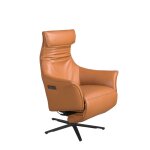 Fauteuil pivotant en cuir brun Fauteuil pivotant en cuir brun
