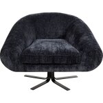 Fauteuil pivotant en polyester bleu - gris et acier noir