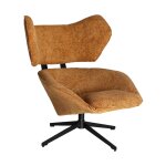 Fauteuil pivotant en polyester ocre 86x90x99 cm