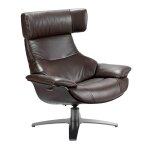 Fauteuil pivotant relax en cuir brun Fauteuil pivotant relax en cuir brun