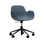 Fauteuil pivotant  roulettes bleu aluminium noir