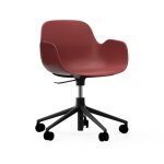 Fauteuil pivotant  roulettes rouge aluminium noir