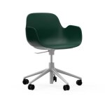 Fauteuil pivotant  roulettes vert aluminium noir