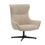 Fauteuil pivotant en tissu beige et pi�tement en m�tal noir