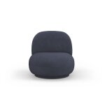 Fauteuil pivotant en tissu boucl bleu fonc
