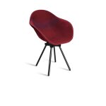 Fauteuil en plastique recyclé bordeaux, pied en acier revalorisé Fauteuil en plastique recyclé bordeaux, pied en acier revalorisé