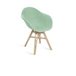 Fauteuil en plastique recyclé galet, pied en chêne français Fauteuil en plastique recyclé galet, pied en chêne français