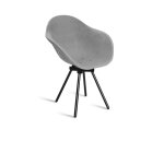 Fauteuil en plastique recyclé gris, pied en acier revalorisé Fauteuil en plastique recyclé gris, pied en acier revalorisé