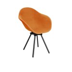 Fauteuil en plastique recyclé orange, pied en acier revalorisé Fauteuil en plastique recyclé orange, pied en acier revalorisé