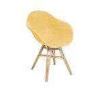 Fauteuil en plastique recycl paille, pied en chne franais