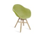 Fauteuil en plastique recyclé vert, pied en chêne français Fauteuil en plastique recyclé vert, pied en chêne français