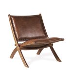 Fauteuil pliant en cuir marron Fauteuil pliant en cuir marron