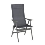 Fauteuil pliant dossier haut en acier gris l64xl62xh117 Fauteuil pliant dossier haut en acier gris l64xl62xh117