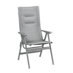 Fauteuil pliant matelass dossier haut en acier gris l64xl62xh117